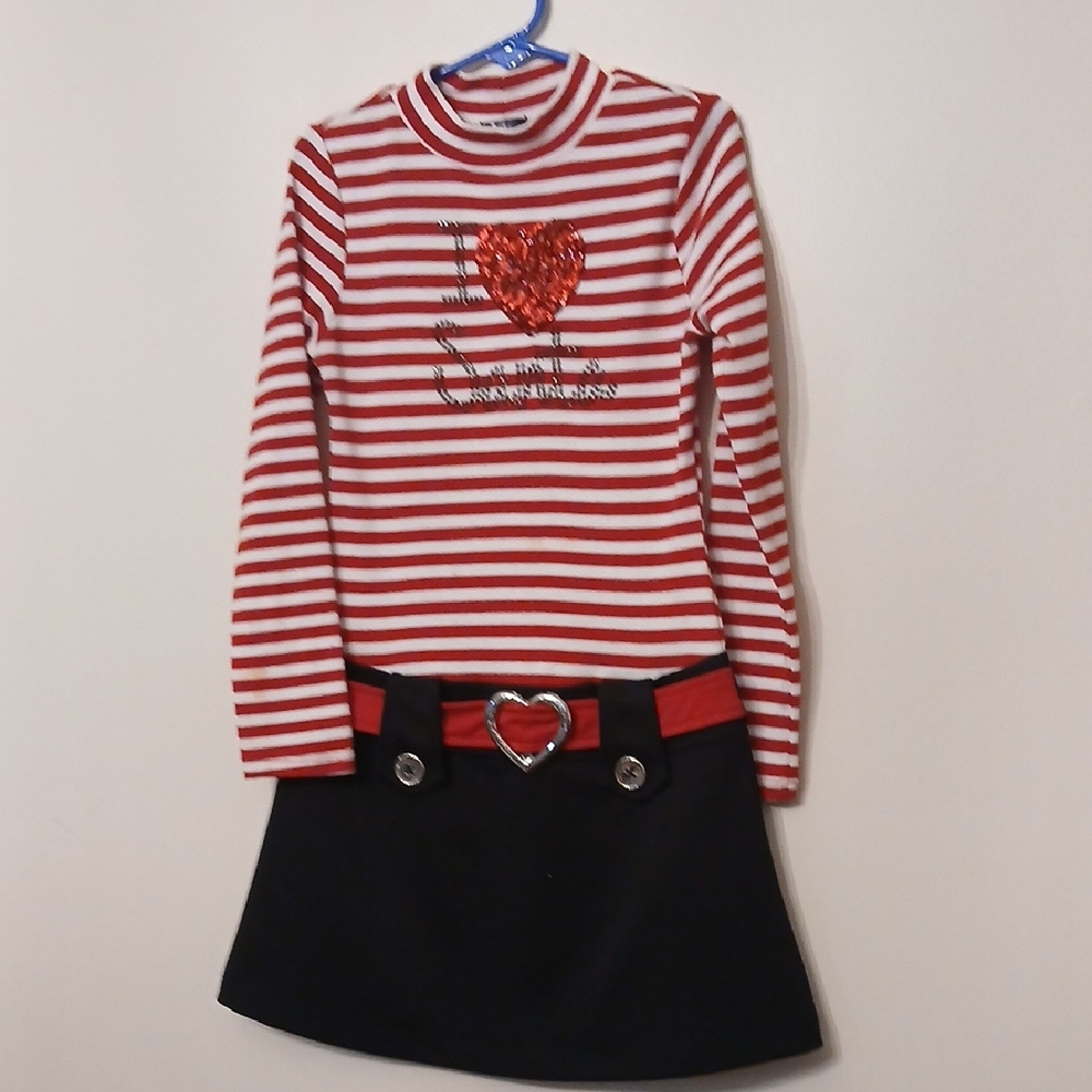 Striped Red and Black Kids Dress